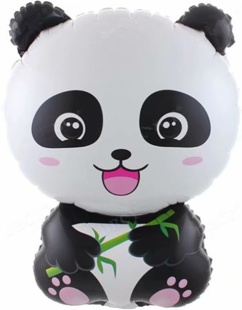 Шар с клапаном (17''/43 см) Мини-фигура, Панда, 5 шт. в уп. (цв.этик.)