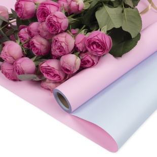 Упаковочная пленка 65мкр (0,57*10 м) Двухцветная, Розовый/Голубой, Матовый, 1 шт.