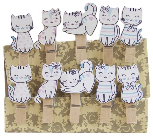 Декоративные прищепки, Кошечки, 3,5 см. Ассорти, 10 шт.