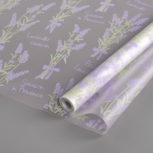 Упаковочная матовая пленка 40мкм (0,6*7,5 м) Прованс, Лаванда, Сиреневый/Бледно-салатовый, 1 шт.