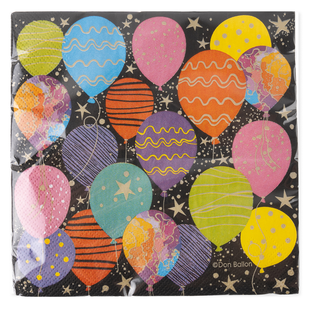 Сервировочные салфетки, Воздушные шары, Черный, 33*33 см, 20 шт.
