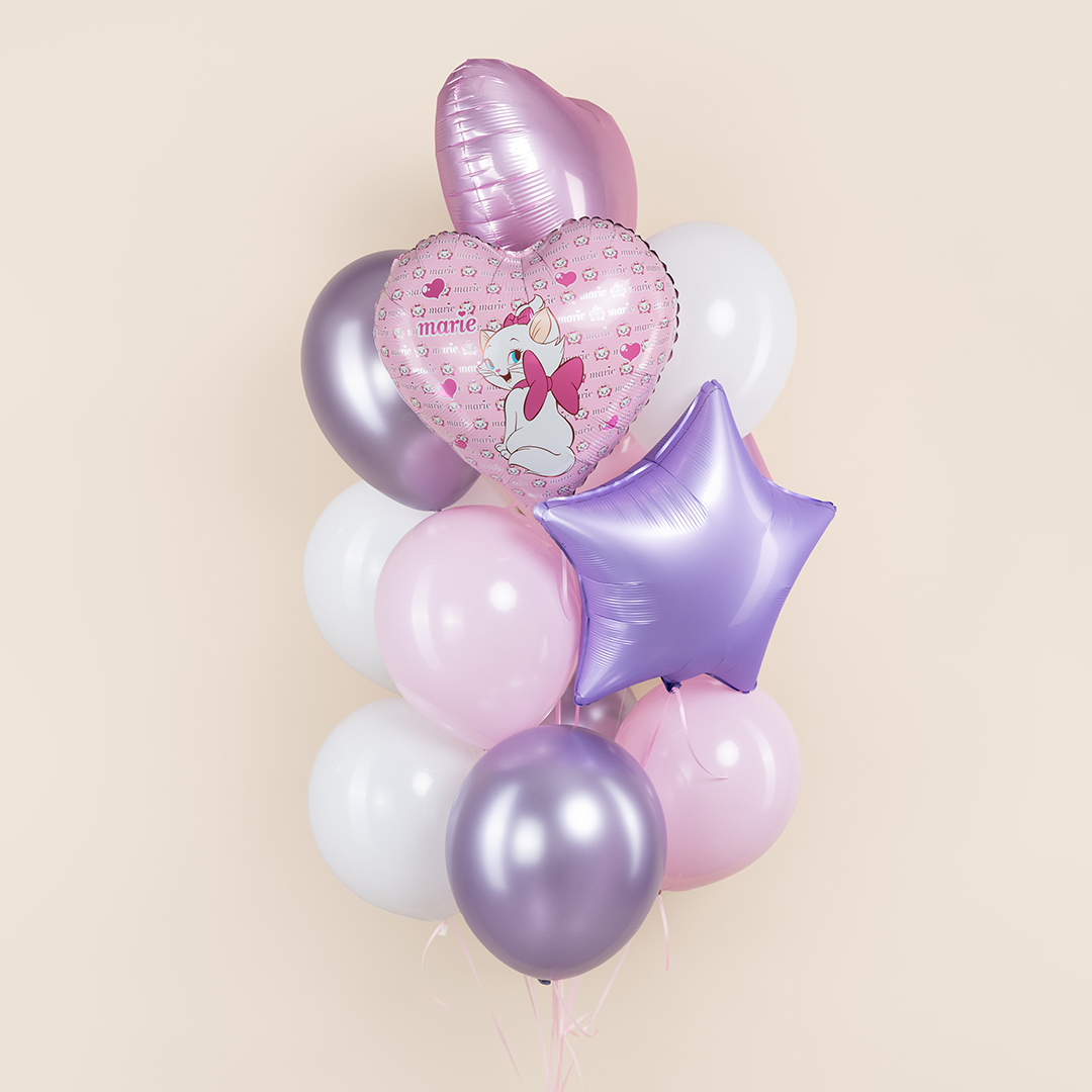 Шар (18''/46 см) Сердце, Кошечка Мари, Розовый, 1 шт.