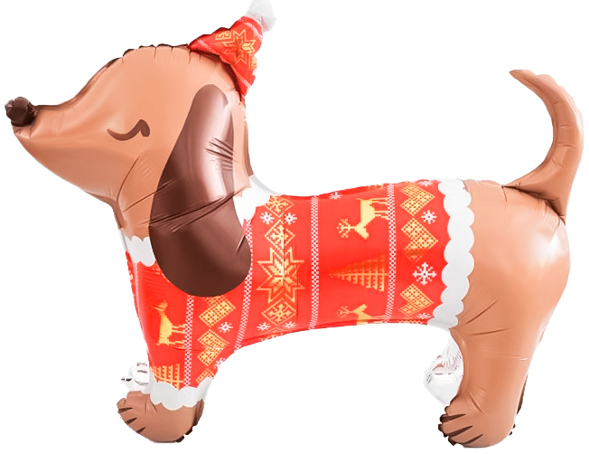 Шар 3D (33''/84 см) Новогодний таксик, 1 шт. в уп.