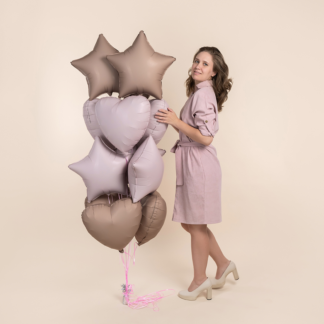 Шар (18''/46 см) Звезда, Ретро Какао, Сатин, 1 шт.