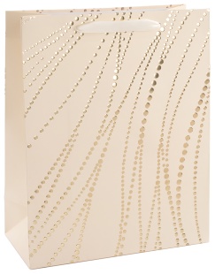 Пакет подарочный, 210гр, Золотые нити, Дизайн №4, Кремовый, Металлик, 32*26*12 см, 1 шт.