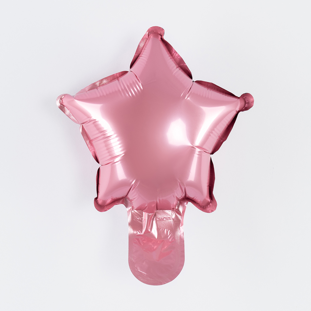 Шар с клапаном (5''/13 см) Микро-звезда, Розовый, 1 шт.