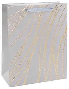 Пакет подарочный, 210гр, Золотые нити, Дизайн №3, Серебро, Металлик, 40*30*12 см, 1 шт.