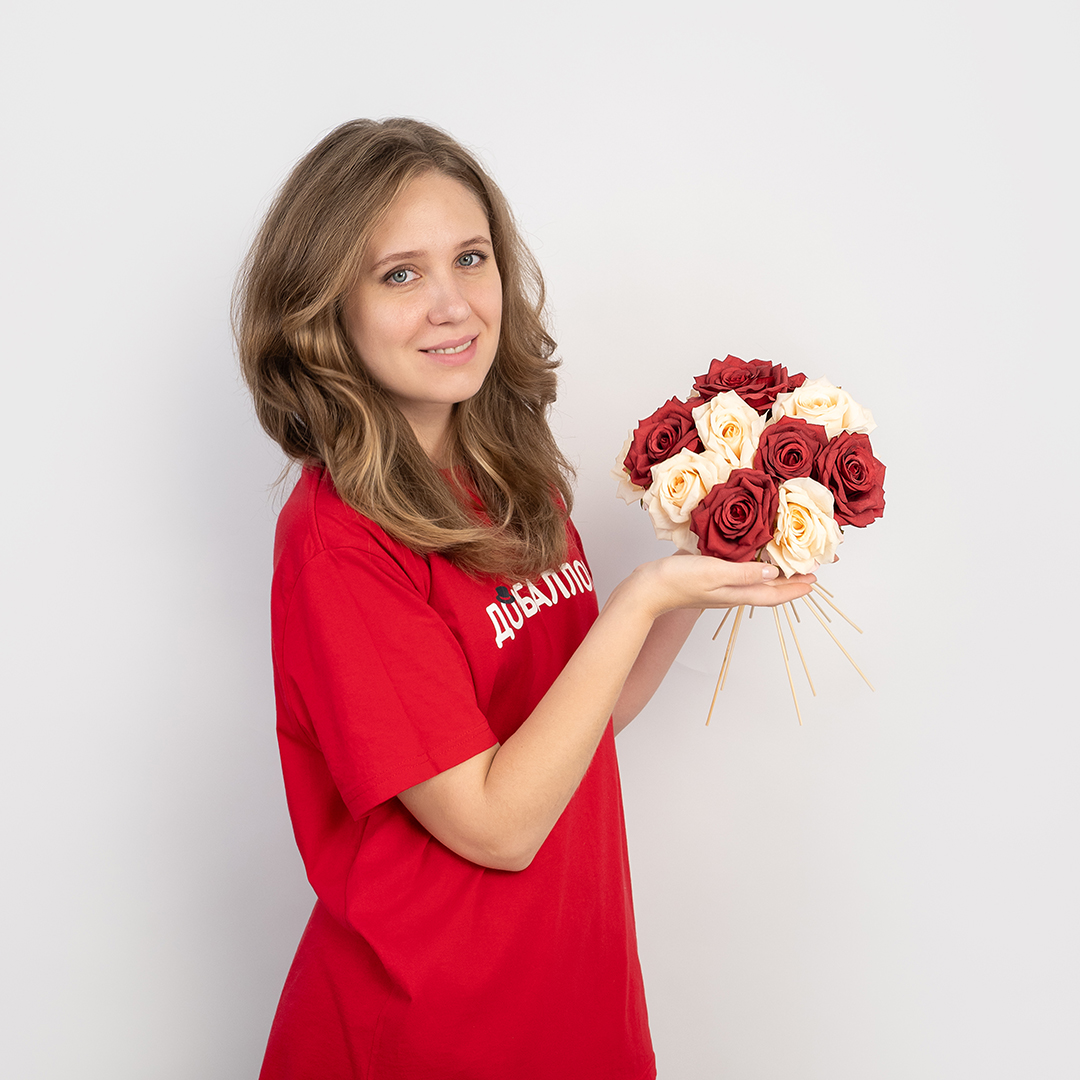 Роза (бутон), искусственная, Красный, 9 см, 3 шт. в упак. 