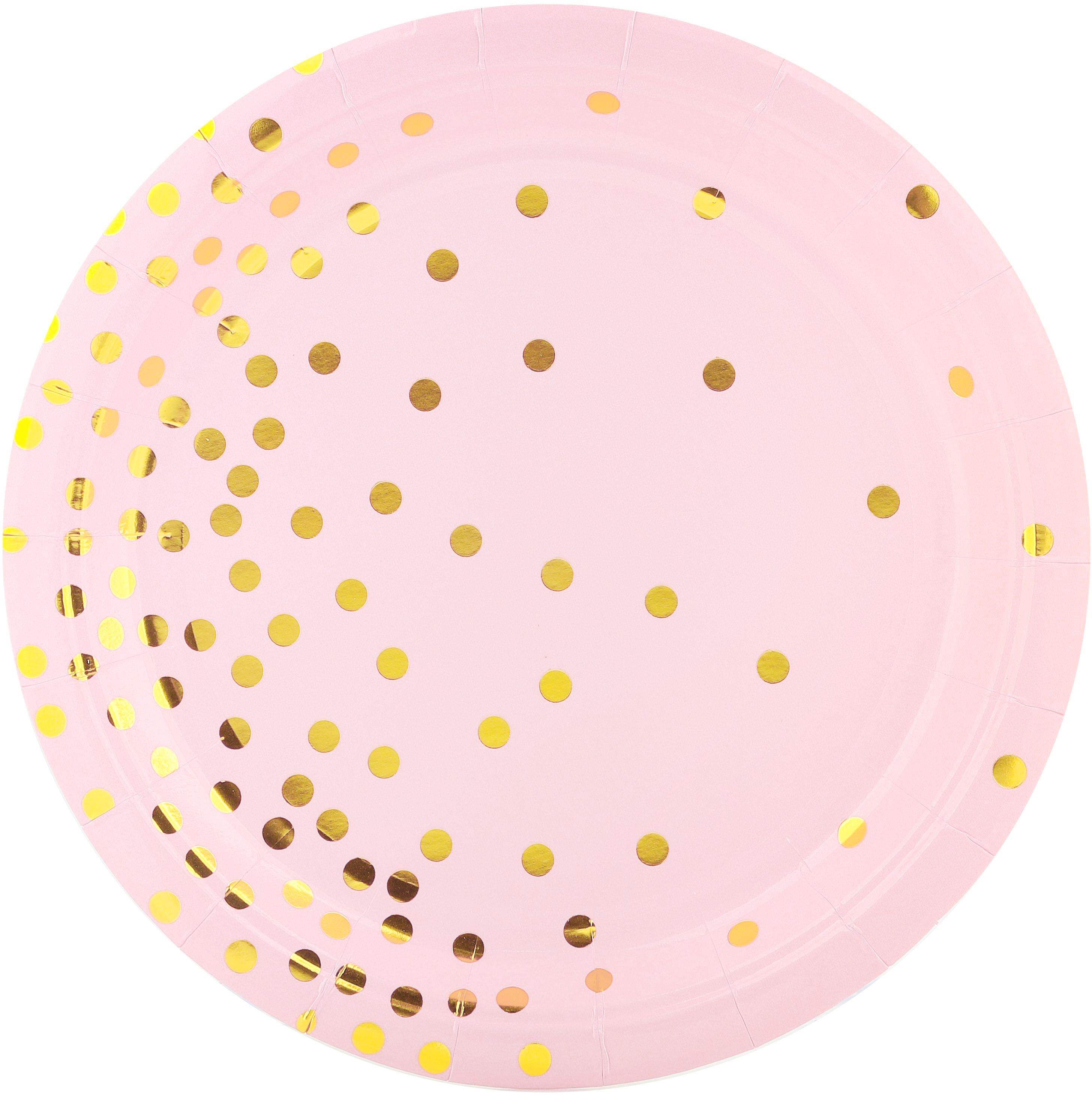 Тарелки (9''/23 см) Конфетти, Розовый/Золото, Металлик, 6 шт.