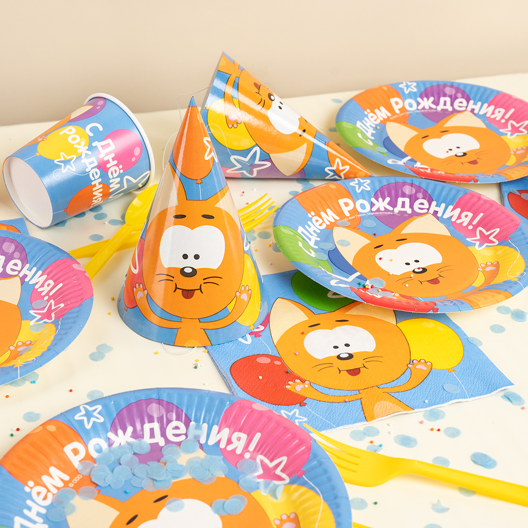 Колпаки, Котенок Котэ, С Днем Рождения!, 6 шт. в упак. 
