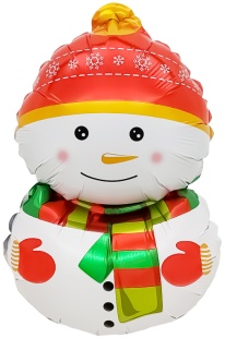 Шар с клапаном (17''/43 см) Мини-фигура, Снеговик в шапочке, 5 шт. в уп.