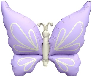 Шар (37''/94 см) Фигура, Нежная бабочка, Сиреневый, Сатин, 1 шт. в уп.