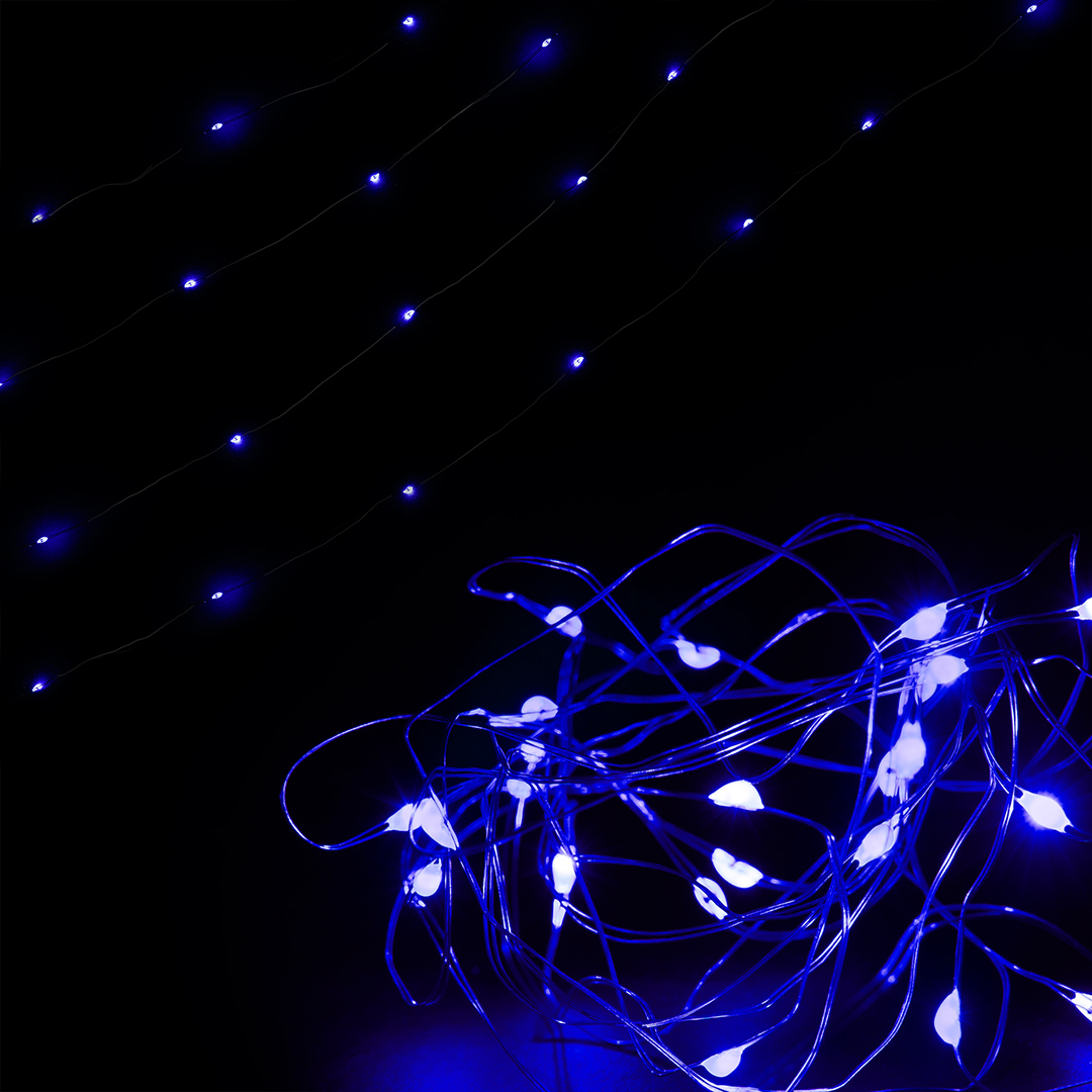 Светодиодная гирлянда, Роса 10 Led, IP10, 1 м. Синий, 1 шт.