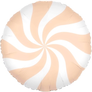 Шар (18''/46 см) Круг, Леденец, Персиковый/Белый, 1 шт. в уп. (цв.этик.)