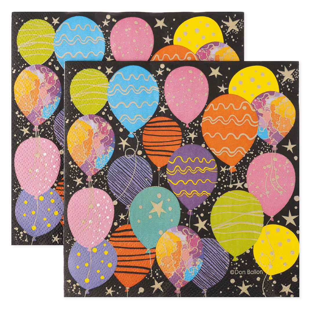 Сервировочные салфетки, Воздушные шары, Черный, 33*33 см, 20 шт.