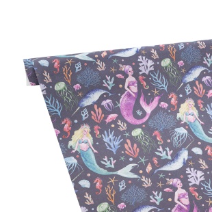Упаковочная бумага (0,5*0,7 м) Морские русалочки, 1 шт.