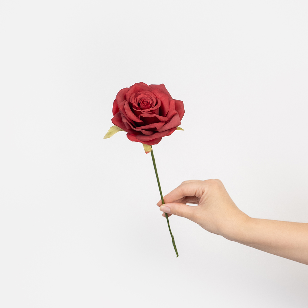 Роза (бутон), искусственная, Красный, 9 см, 3 шт. в упак. 