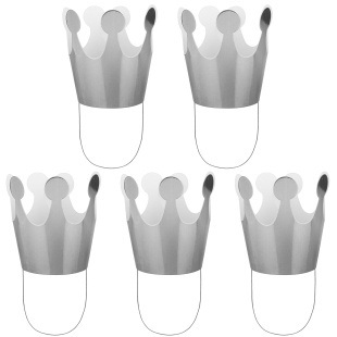 Корона бумажная, Серебро, Металлик, 6,5*10 см, 5 шт. в упак. 