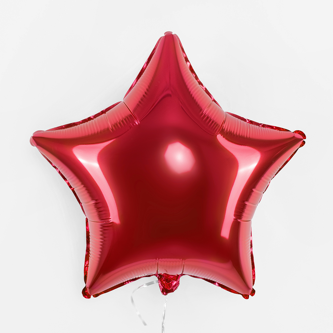 Шар (18''/46 см) Звезда, Красный, 1 шт.