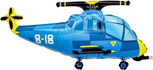 Шар (36''/91 см) Фигура, Вертолет, Синий, 1 шт. в уп.