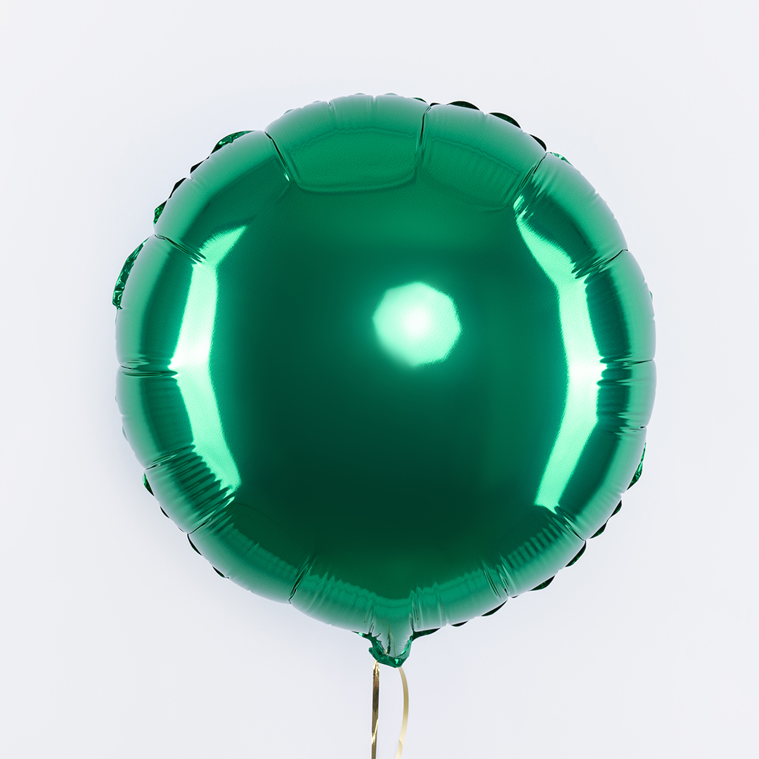 Шар (18''/46 см) Круг, Зеленый, Сатин, 1 шт.