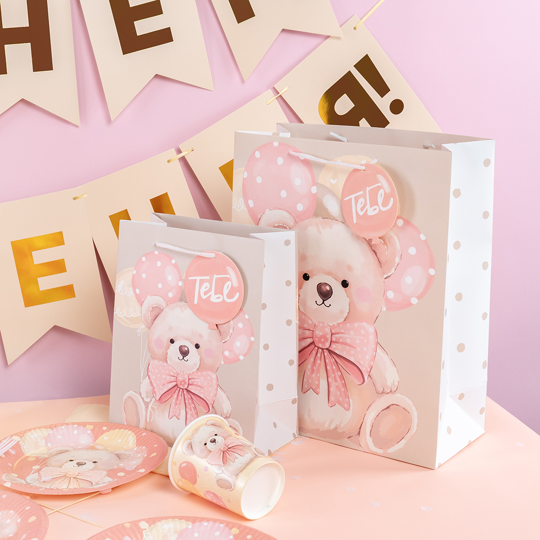 Пакет подарочный, 210гр, Милый мишка, 32*26*12 см, 1 шт.