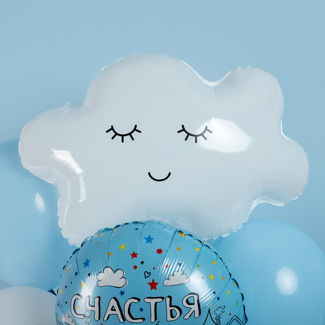 Шар (27''/69 см) Фигура, Облако, Белый, 1 шт. в уп.