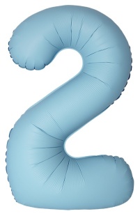 Шар (40''/102 см) Цифра, 2 Slim, Светло-голубой, Матовый, 1 шт. в уп.