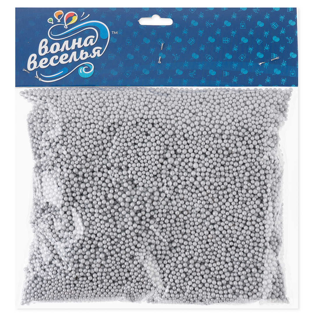 Шарики пенопласт, Серебро, Металлик, 2-4 мм, 10 гр.