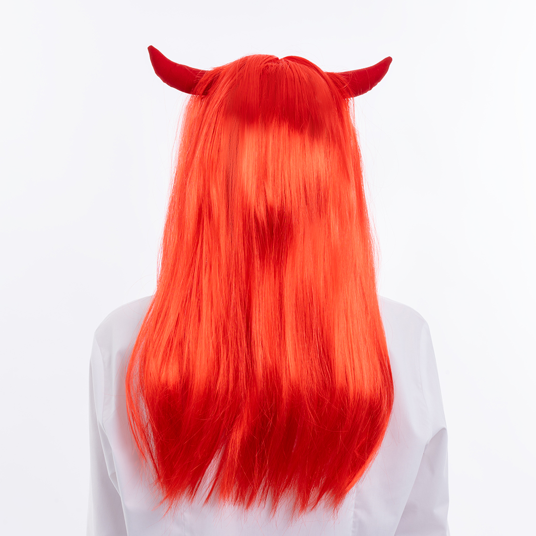 Парик карнавальный, 160 гр, Чертенок, Красный, 1 шт. в упак. 
