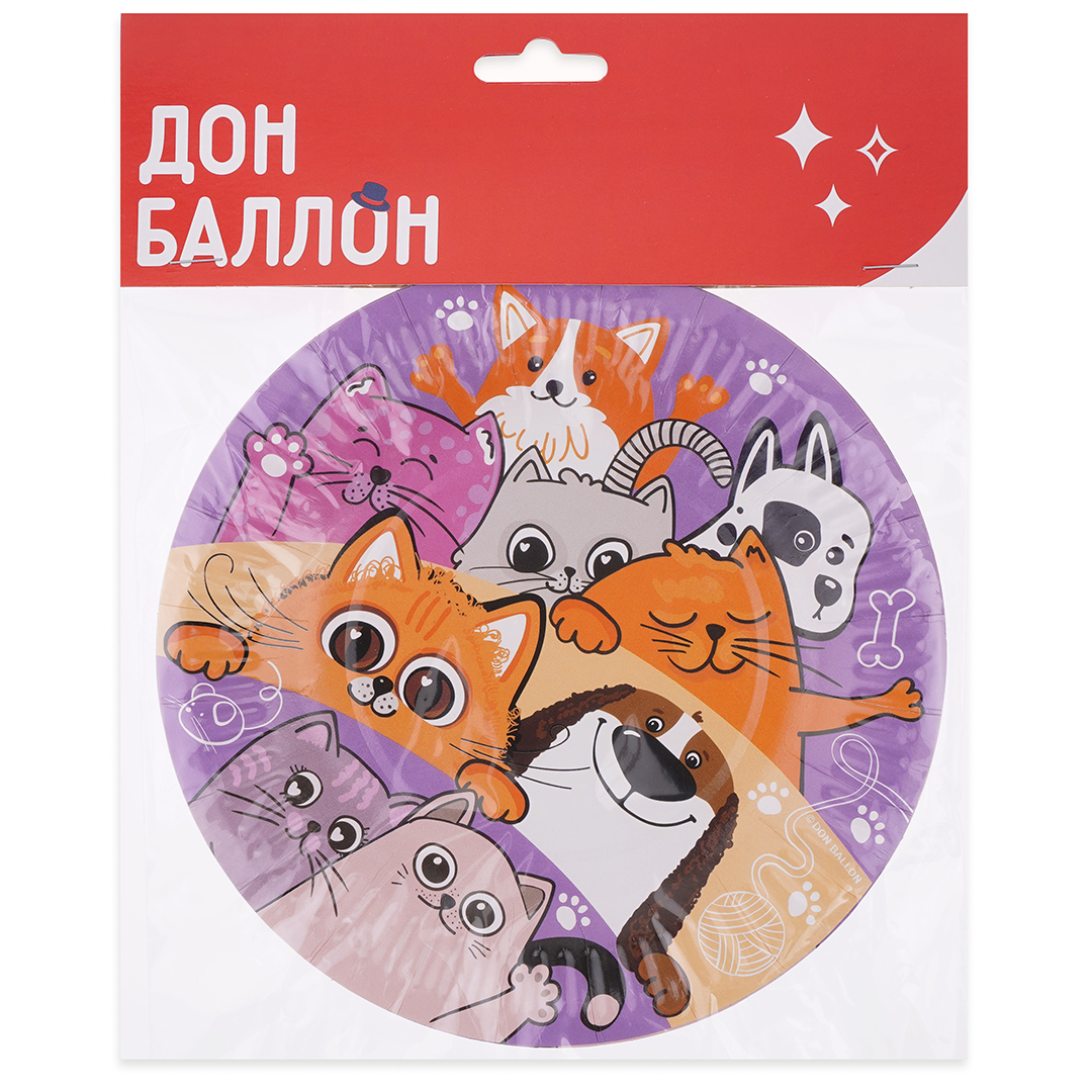 Тарелки (7''/18 см) Кошечки Собачки, 6 шт.