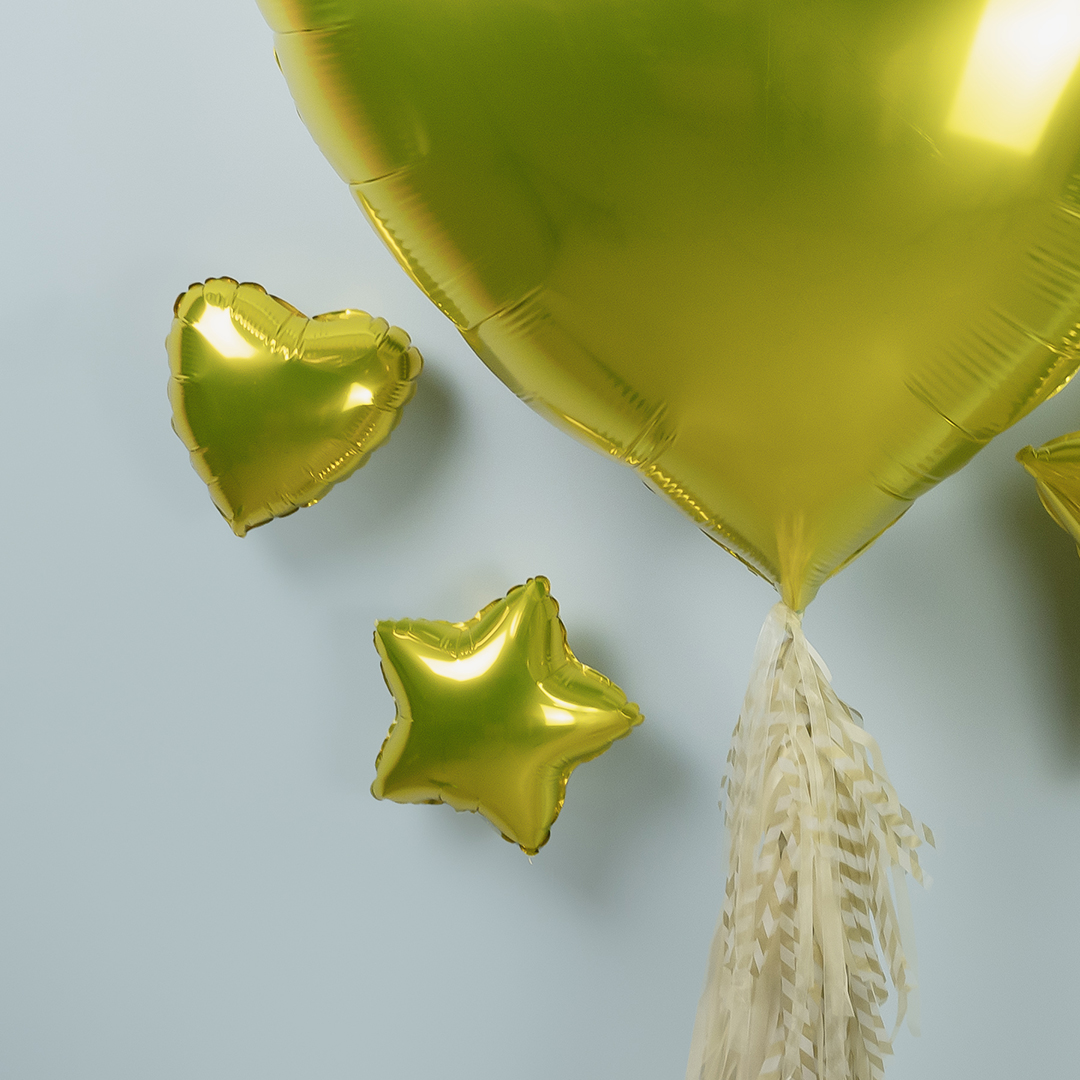 Шар (9''/23 см) Мини-сердце, Желтый, 1 шт.