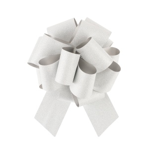 Бант Шар, Серебро, Глиттер, с блестками, 21 см, 1 шт. в упак. 