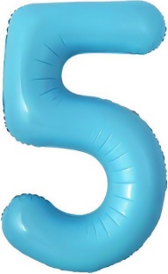 Шар с клапаном (16''/41 см) Мини-цифра, 5, Голубой, 1 шт.