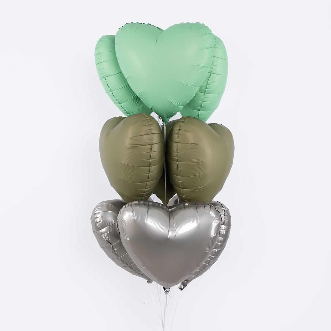 Шар (18''/46 см) Сердце, Лунное Серебро, Матовый, 1 шт.