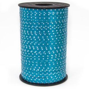 Лента полипропиленовая (0,5 см*250 м) Белый горошек, Голубой, 1 шт.