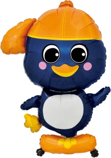 Шар (38''/97 см) Фигура, Пингвин на скейте, 1 шт. в уп.
