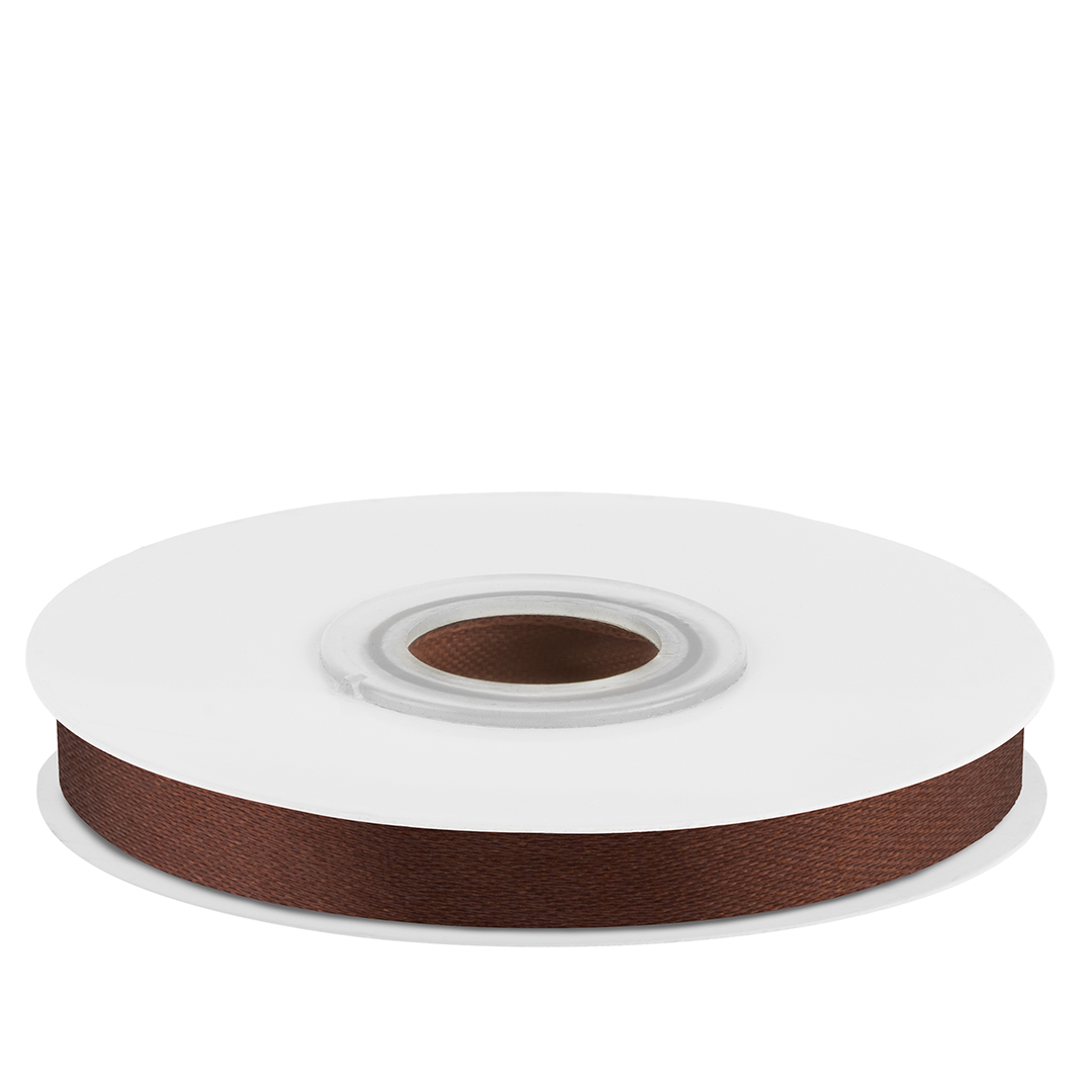 Лента атласная (0,7 см*22,85 м) Шоколадный, 1 шт.
