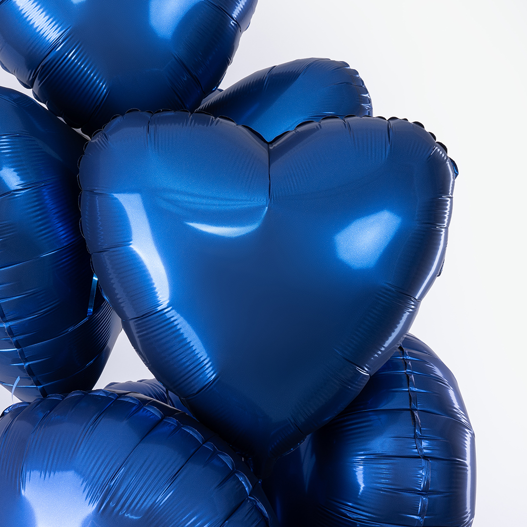 Шар (18''/46 см) Сердце, Темно-синий, Сатин, 1 шт.