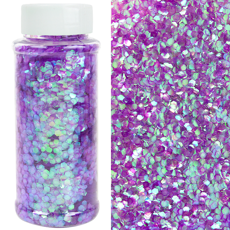 Конфетти фольга Шестиугольники, Сиреневый, Перламутр, 0,3 см, 90 г.