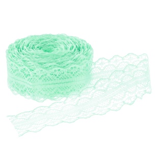 Декоративная лента (3 см*10 м) Тонкое Кружево, Мятный, 1 шт.