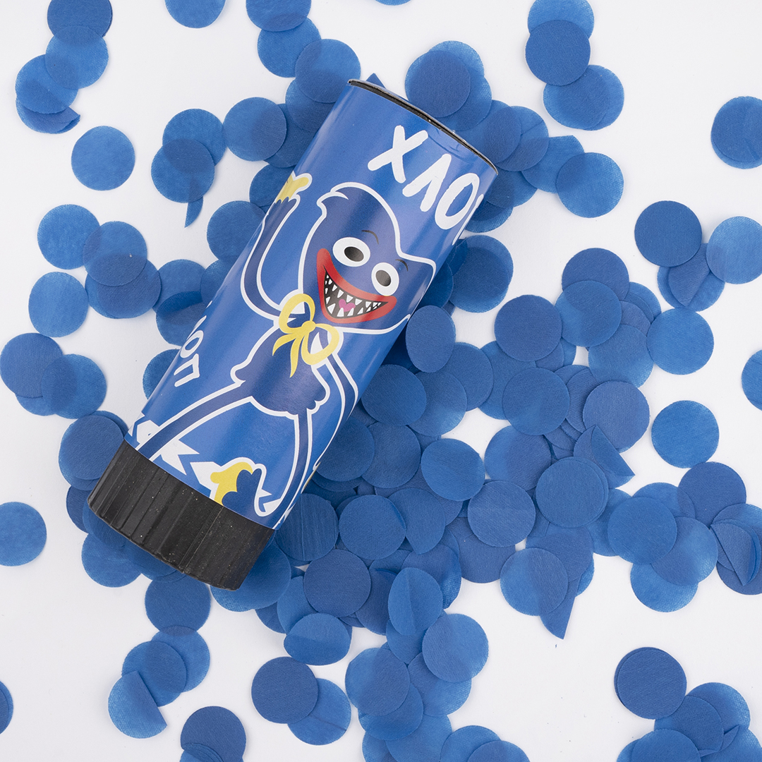 Хлопушка пружинная (4/10 см), Зубастики, Круги тишью, Синий, 1 шт.