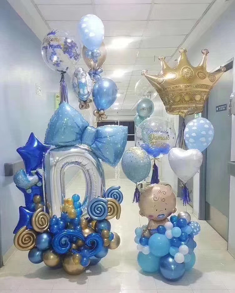 Шар (36''/91 см) Фигура, Бант, Голубой, 1 шт.