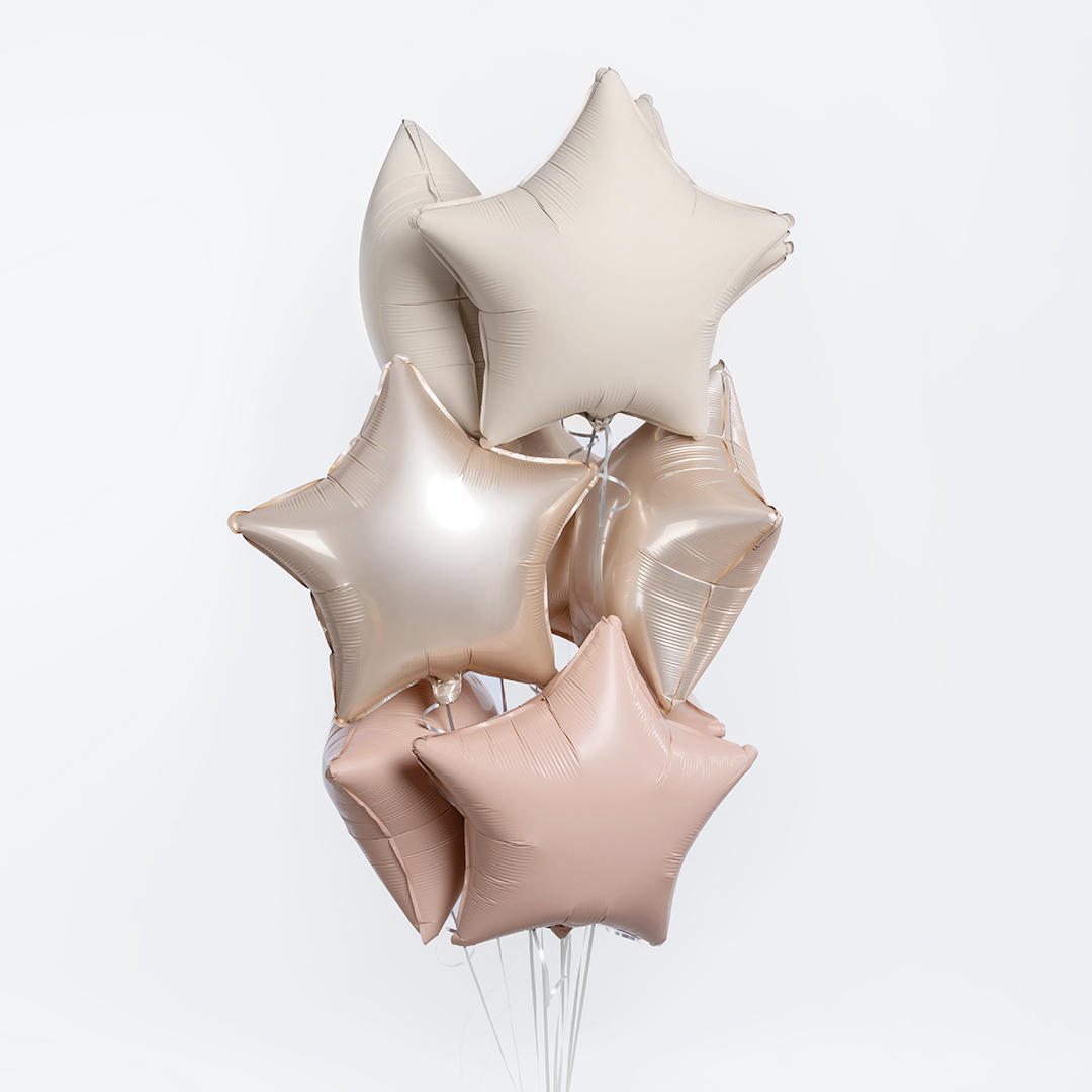 Шар (18''/46 см) Звезда, Кремовый Латте, Матовый, 1 шт.