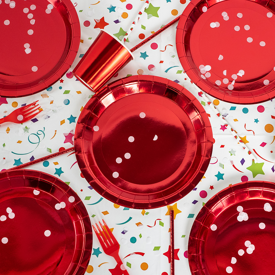 Стаканы (250 мл) Красный, Металлик, 6 шт.