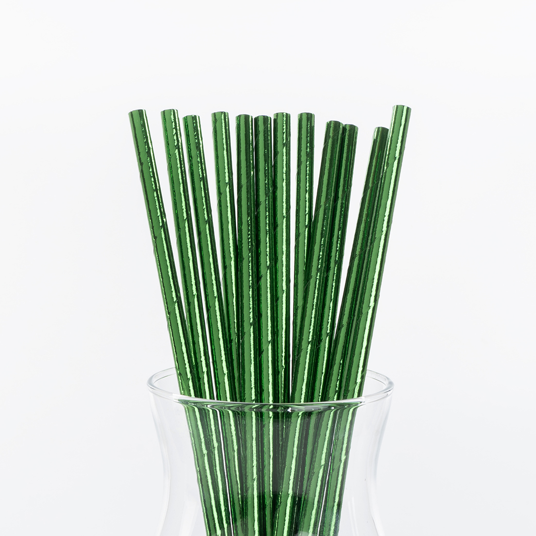Трубочки для коктейлей, Зеленый, Металлик, 12 шт. в упак. 