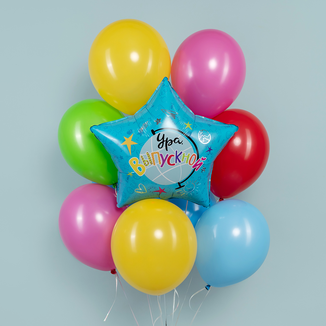 Шар (22''/56 см) Звезда, Ура, Выпускной!, 1 шт. в уп.