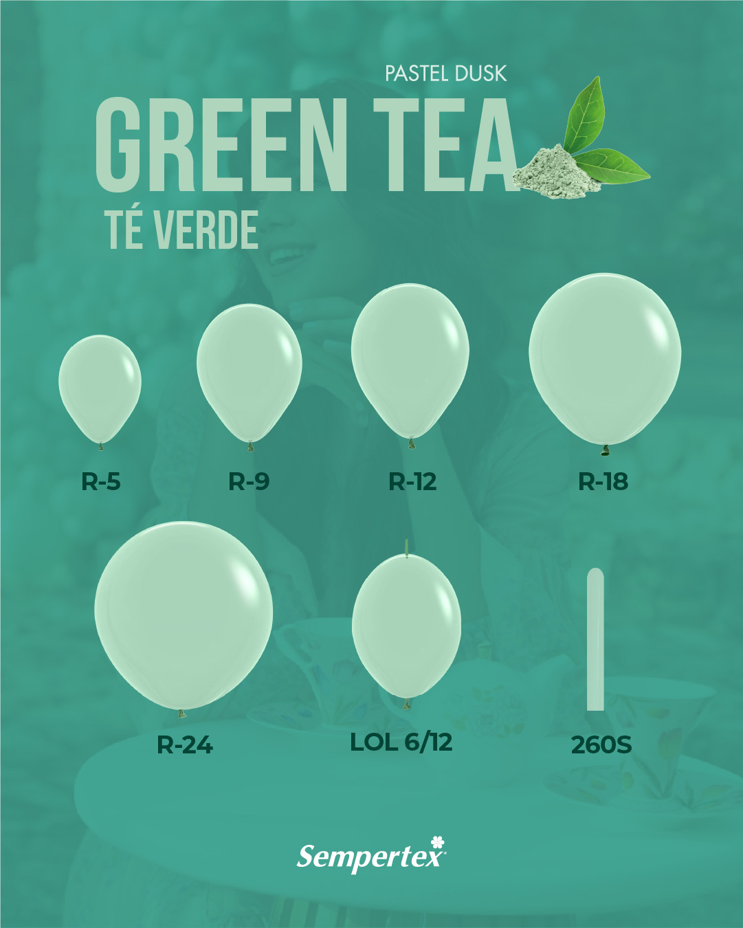 Шар (12''/30 см), Зеленый чай (126), пастель ретро, 50 шт.
