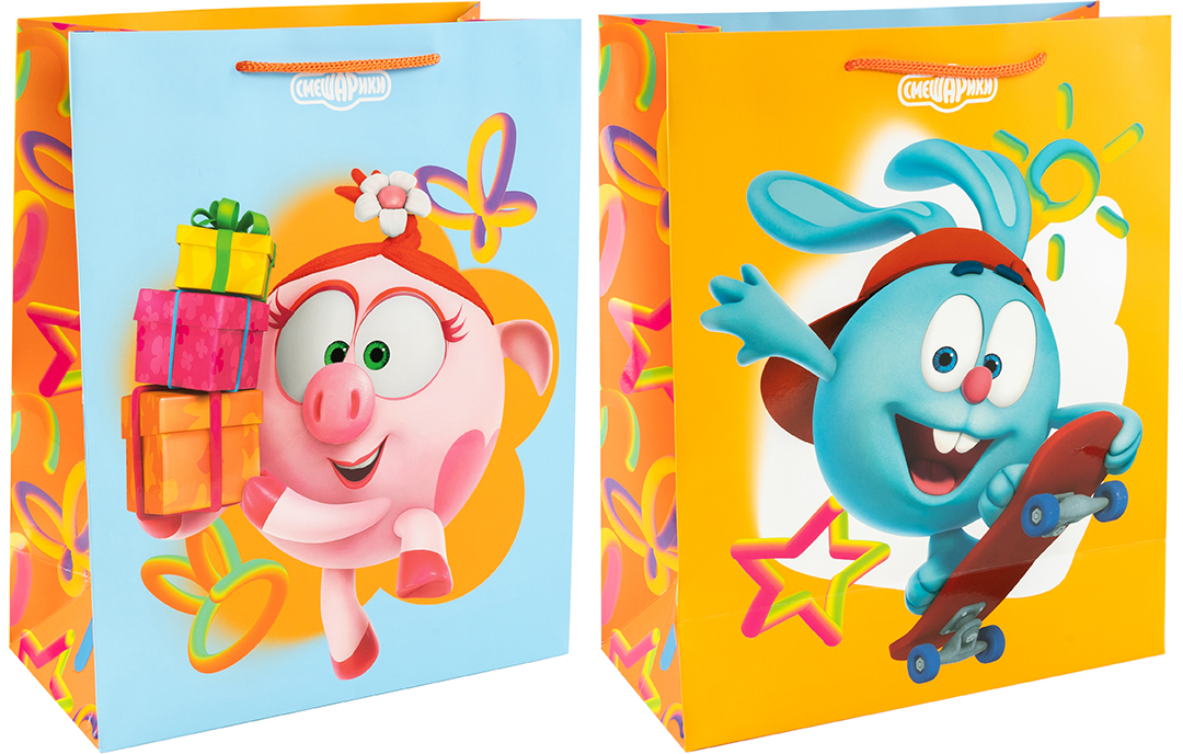 Пакет подарочный, 210гр, Смешарики, 23*18*10 см, 1 шт.