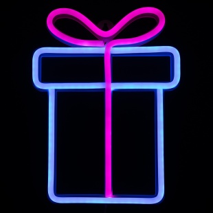 Световая фигура Подарок, 24,5*18,5 см. Синий/Розовый, 1 шт.